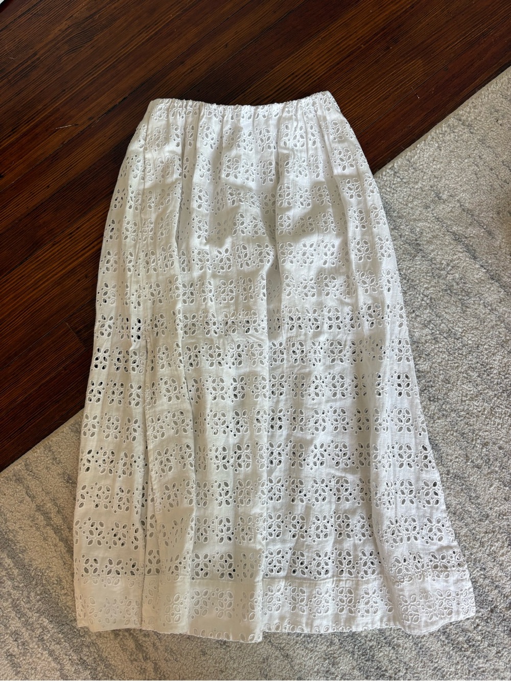 J. Crew White Eyelet Maxi Skirt with Floral Cutouts